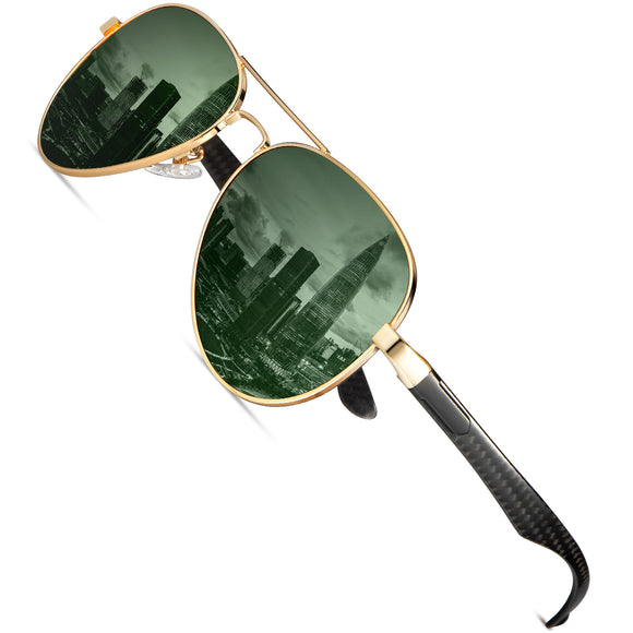 Carbon Fiber Temple Polarized Aviator Sunglasses S55