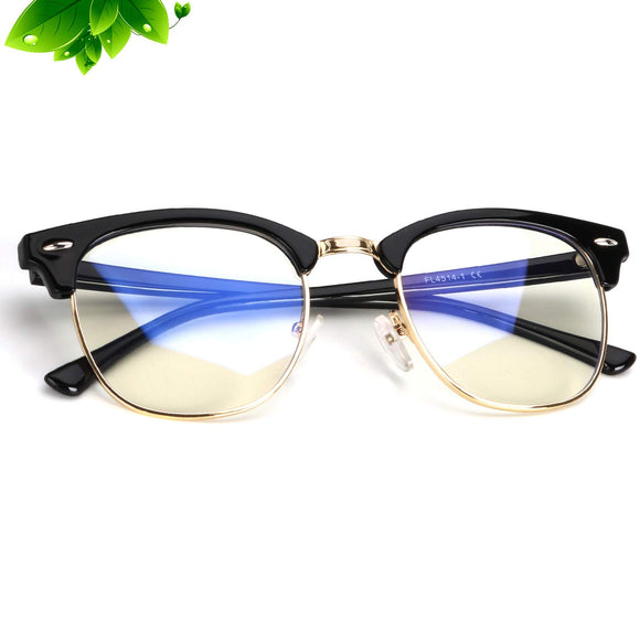 Blue Light Blocking Glasses Retro Semi Rimless Clear Lens Anti Eyestrain& headache Computer Glasses for Men Women